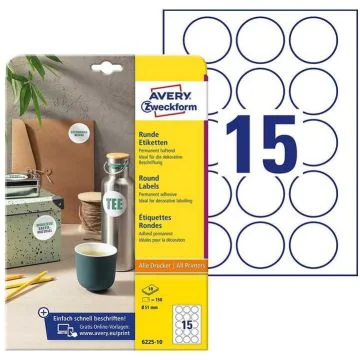 Étiquettes adhésives permanentes - Diamètre 51 mm - Blanc AVERY
