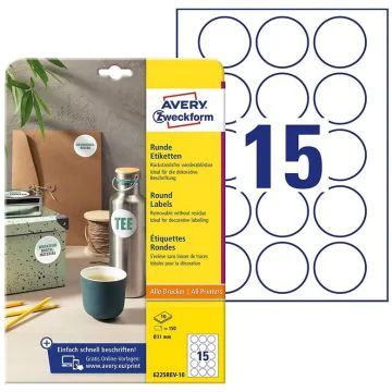 Photo Étiquettes adhésives amovibles - Diamètre 51 mm - Blanc AVERY