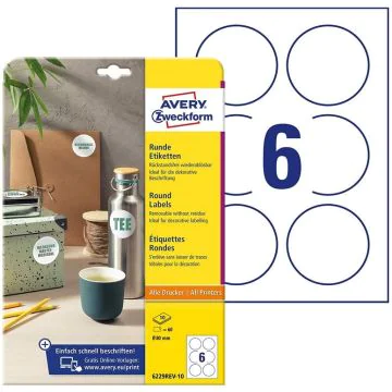 Photo Étiquettes adhésives amovibles - Diamètre 80 mm - Blanc AVERY