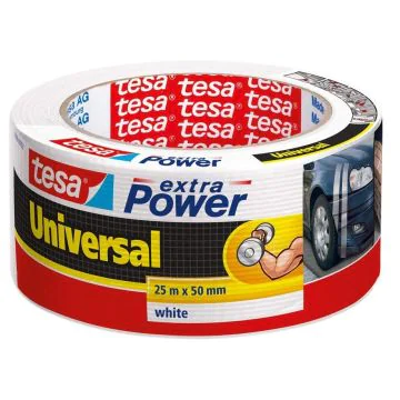 Photo TESA : Ruban adhésif universel extra Power - étanche intérieur extérieur - Blanc - 50 mm x 25 m - 00002-05