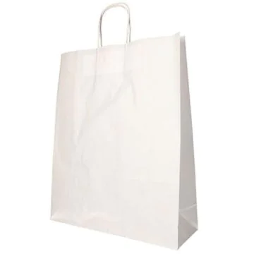 Photo Sac en papier avec anse - 400 x 320 x 120 mm - Blanc PAP STAR