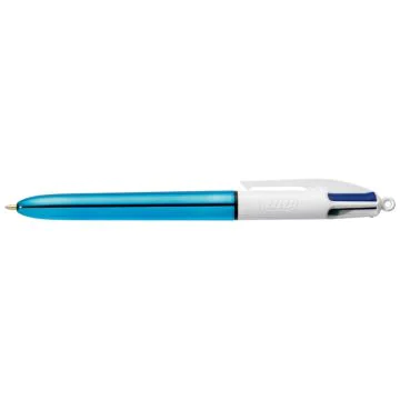 Photo Stylo 4 couleurs à bille rétractable - Bleu BIC Shine