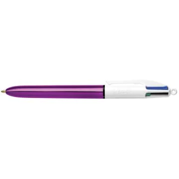 Photo Stylo 4 couleurs à bille rétractable - Violet BIC Shine