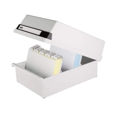 Photo Boite à couvercle ouverte pour 1300 cartes - A5 paysage - Gris : HAN