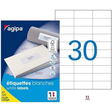 Etiquettes adhésives 70 x 29,7 mm AGIPA 118994