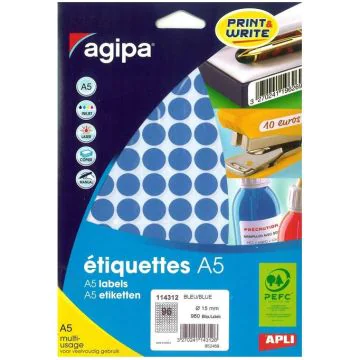 photo AGIPA pastilles adhésives 15 mm - Bleu 114312