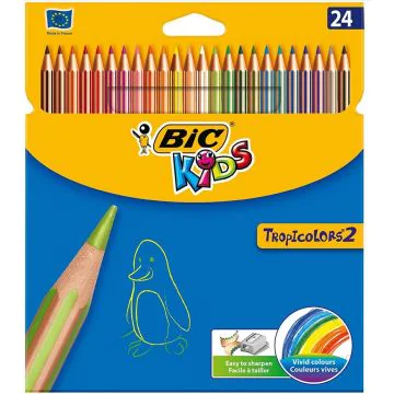 Photo BIC KIDS : Étui de 24 crayons de couleur - Tropicolors