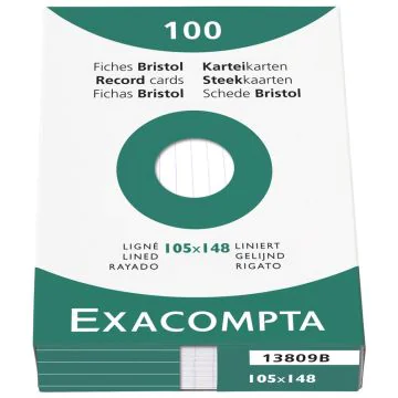 Photo Fiches Bristol lignées - 105 x 148 mm - Blanc EXACOMPTA Image