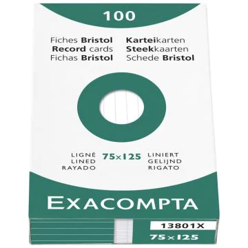 Photo Fiches Bristol lignées - 75 x 125 mm - Blanc EXACOMPTA Image