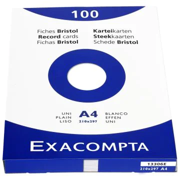 Photo Fiches Bristol unies - 210 x 297 mm - Blanc EXACOMPTA Image