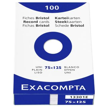 Photo Fiches Bristol unies - 74 x 125 mm - Blanc EXACOMPTA Image