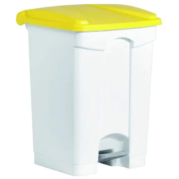 Photo Poubelle à pédale avec couvercle - 45 litres - Blanc/Jaune : HELIT H2402118