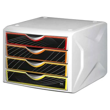 Photo Bloc de rangement - 4 tiroirs : HELIT Caméléon Blanc Priority H6129569
