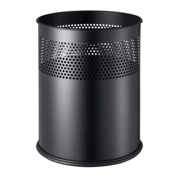 Photo Corbeille à papier en acier 15 litres - Noir : HELIT H2515795