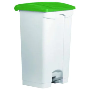 Photo Poubelle à roulettes avec couvercle - 90 litres - Blanc/Vert : HELIT H2402351 