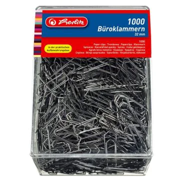 Photo Boite de 1000 trombones en métal zingué - 32 mm : HERLITZ 8859100