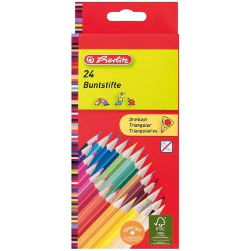 photo HERLITZ : Étui de 24 crayons de couleurs triangulaires