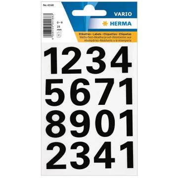 Photo 4168 HERMA  : Etiquettes de chiffres noirs autocollants - 25 mm
