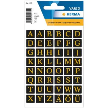 Photo HERMA 4130 : Etiquettes à lettres autocollantes - Or gravé / Noir - 8,0 mm