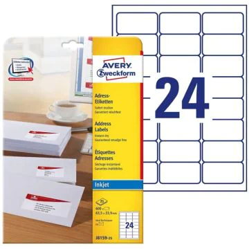 Photo Étiquettes - 63,5 x 33,9 mm - Jet d'encre - Blanc AVERY