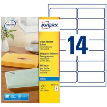 Photo Étiquettes - 99,1 x 38,1 mm - Jet d'encre - Transparent AVERY