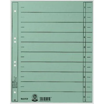 Photo Lot de 100 Intercalaires en carton 240 x 300 mm - Vert : LEITZ 1658-00-55