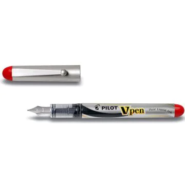 Photo PILOT 281631 : Stylo plume jetable V-Pen Silver - Rouge