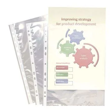 Photo Lot de 100 Pochettes perforées en PP 0,05 mm - A4 : PRO-Office Double ouverture