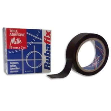 Photo RUBAFIX : Ruban adhésif  toile - Noir - 19 mm x 3 m