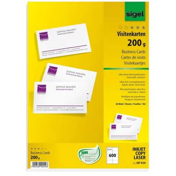 Photo SIGEL DP939 Carte de visites extra blanches - 200 g