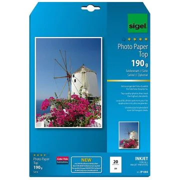 Photo SIGEL IP684 : Lot de 20 papiers photos Top - Satiné - 190 g/m²