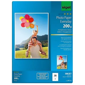 Photo SIGEL IP711 : Lot de papiers photos Brillant Everyday Plus - Format A4 - 200 g/m²