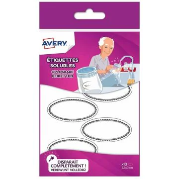 Photo Etiquettes ovales solubles à l'eau - Blanc AVERY