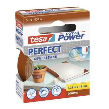 Photo TESA 00034-03 : Ruban adhésif toile extra Power - Marron - 19 mm x 2.75 m