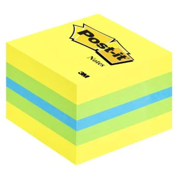 POST-IT MINI CUBE Notes adhésives amovibles Jaune/Bleu/Vert