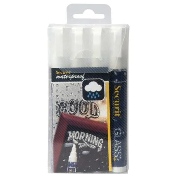 Feutre à craie liquide Waterproof 2 - 6 mm - Blanc : SECURIT Lot de 4 Image