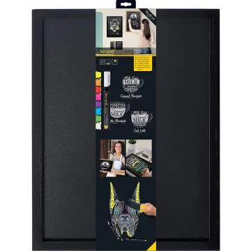 Ardoise murale - Cadre noir - 400 x 600 mm : SECURIT Woody Visuel