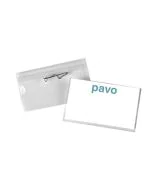 Photo Lot de 100 Badges avec épingle torsadée - 75 x 40 mm : PAVO