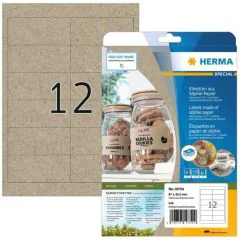 Étiquettes adhésives - 97 x 42,3 mm - brun naturel HERMA Lot de 240 - image