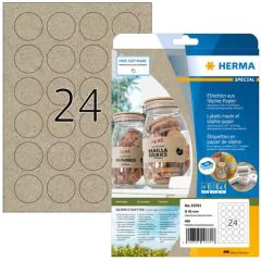 Étiquettes adhésives rondes - diamètre 40 mm - brun naturel HERMA Lot de 480 - photo