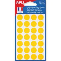 Pastilles adhésives 15 mm - Jaune APLI 111844 