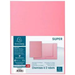 Lot de 50 Chemises à 2 rabats SUPER 210 - Rose EXACOMPTA Image
