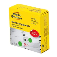 Pastilles adhésives rondes- 10 mm - Vert AVERY Lot de 800 pièces Image