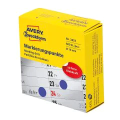 Pastilles adhésives rondes- 10 mm - Bleu : AVERY Lot de 800 pièces Image