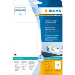HERMA 4349 : Étiquettes adhésives blanches amovibles - 96,0 x 50,8 mm 4349