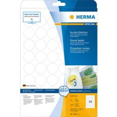 HERMA 4387 : Étiquettes adhésives blanches rondes Diamètre 30,0 mm