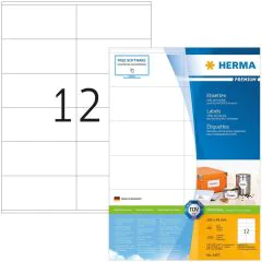 Étiquettes adhésives - 105 x 48 mm - Blanc : HERMA Premium Lot de 1200 Image