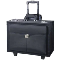45034 ALASSIO : Valise de pilote avec trolley - ROCCA noir 