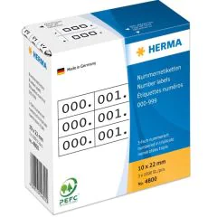 Etiquettes à triple numérotation - Noir et Blanc HERMA 4800