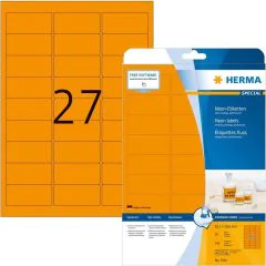 Étiquettes adhésives - Orange fluorescent - 63,5 x 29,6 mm HERMA 5141